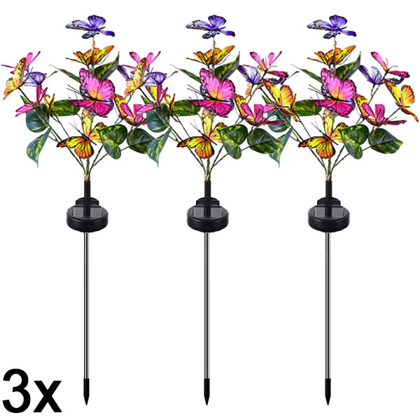 3x Drugelio formos saulės žibintai laukui | FLUTIX