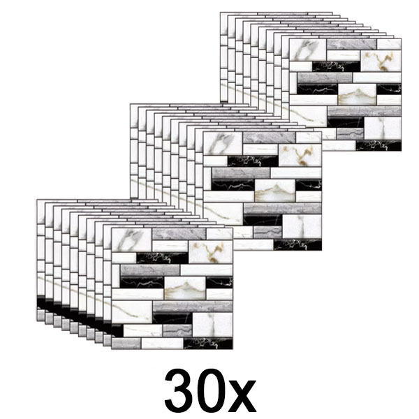 3x 3D marmuro išvaizdos sienų lipdukai (10 vnt.) | MARBLEBLOCKS